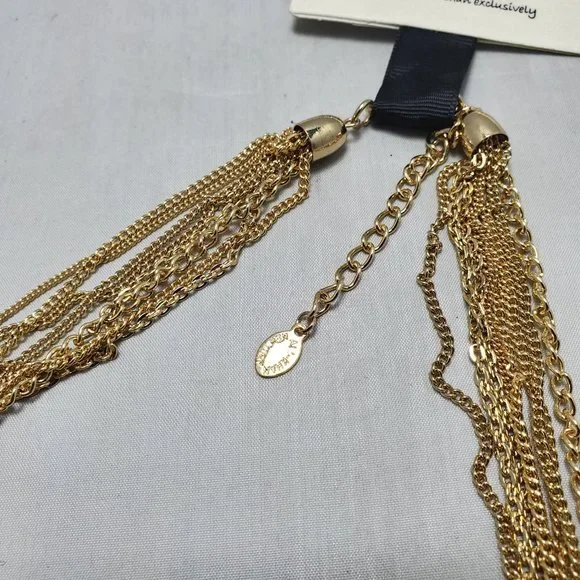 Cake by Ali Khan 4 row iridescent crystal red bead with 8 row gold strand neck - Picture 8 of 8